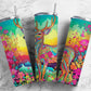 Rainbow deer 20oz Sublimation Tumbler Designs, Floral landscape 9.2 x 8.3” Straight Skinny Tumbler Wrap PNG