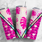 Pink flamingo 20oz Sublimation Tumbler Designs, Jungle leaf 9.2 x 8.3” Straight Skinny Tumbler Wrap PNG