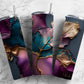 Purple and blue 20oz Sublimation Tumbler Designs, Gold leaf 9.2 x 8.3” Straight Skinny Tumbler Wrap PNG