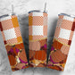 Pumpkin Plaid 20oz Sublimation Tumbler Designs, Agate Glitter Brown 9.2 x 8.3” Straight Skinny Tumbler Wrap PNG 2