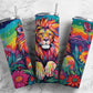 Rainbow lion 20oz Sublimation Tumbler Designs, Floral landscape 9.2 x 8.3” Straight Skinny Tumbler Wrap PNG