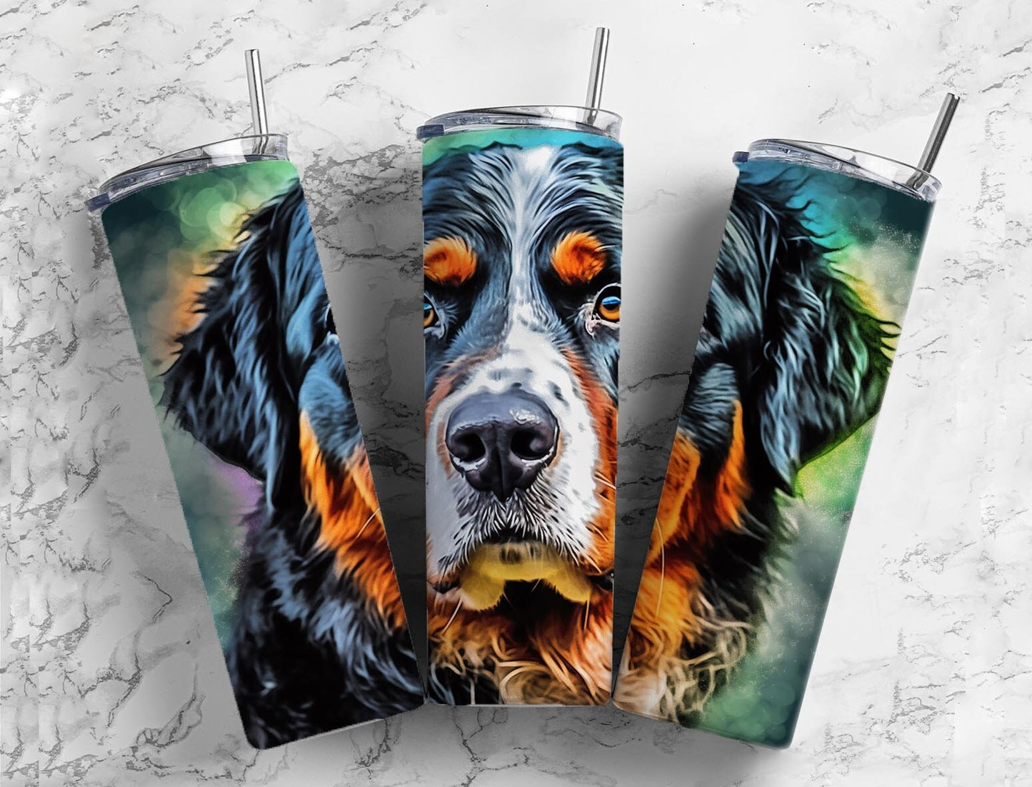 Rottweiler dog 20oz Sublimation Tumbler Designs, alcohol ink 9.2 x 8.3” Straight Skinny Tumbler Wrap PNG