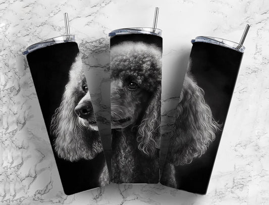 Cute Poodle20oz Sublimation Tumbler Designs, Dog Charcoal 9.2 x 8.3” Straight Skinny Tumbler, Tumbler Wrap PNG