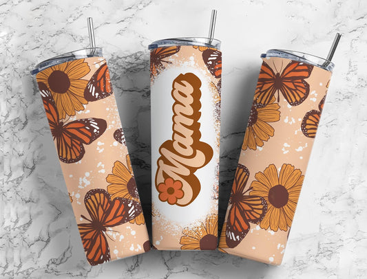 Retro Mama 20oz Sublimation Tumbler Designs, Mom Aesthetic Floral 9.2 x 8.3” Straight Skinny Tumbler Wrap PNG 38