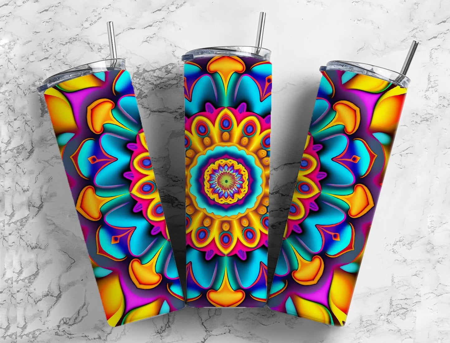 Colorful neon 20oz Sublimation Tumbler Designs, Bright rainbow 9.2 x 8.3” Straight Skinny Tumbler Wrap PNG