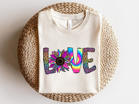 Love Tie Dye PNG, Western Sunflower PNG, Sunflower Leopard, Country Sublimation