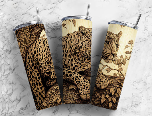 Cheetah 20oz Sublimation Tumbler Designs,Engraved Wood 9.2 x 8.3” Straight Skinny Tumbler, Tumbler Wrap PNG