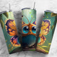 Cartoon moth 20oz Sublimation Tumbler Designs, cute forest 9.2 x 8.3” Straight Skinny Tumbler Wrap PNG