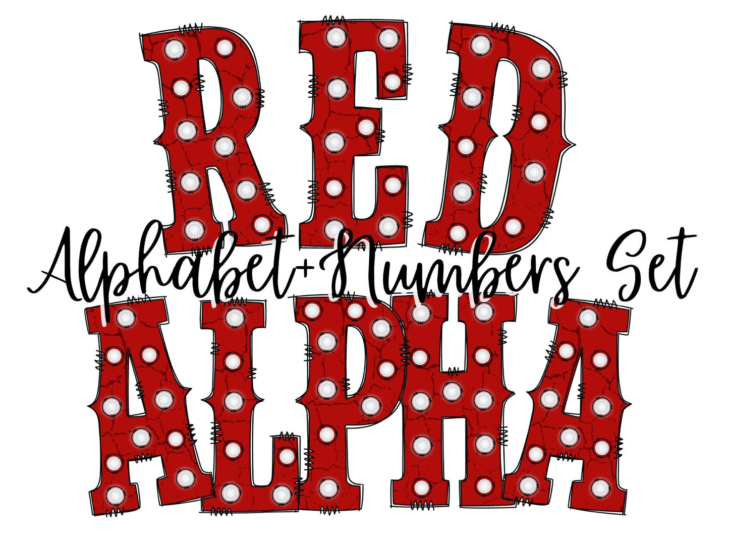 Red Marquee Lights Alphabet with Uppercase and Numbers PNG, Alphabet PNG Digital Download PNG