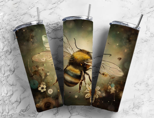 Bumblebee 20oz Sublimation Tumbler Designs, Neutral floral 9.2 x 8.3” Straight Skinny Tumbler Wrap PNG