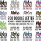 Sublimation PNG Sublimation PNG - 200+ MEGA BUNDLE - Doodle Letters! Uppercase & Lowercase, Entire Doodle Alphabet, Numbers, Individually Saved PNG, pack, Sublimation letters (2023-04-18 23.36.40)-Tumblerwrapdesigns