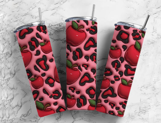 Red Apple 20oz Sublimation Tumbler Designs, 3D Inflated 9.2 x 8.3”  Tumbler Png, Digital Download