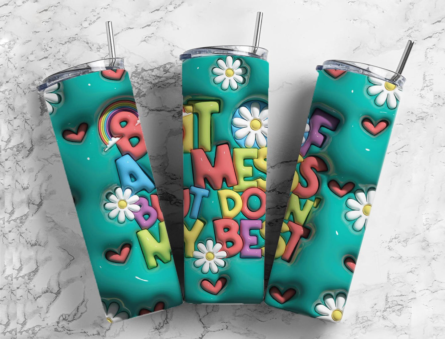 Bit os a Mess 20oz Sublimation Tumbler Designs, 3D Inflated 9.2 x 8.3”  Tumbler Png, Digital Download