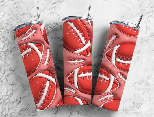 Pink Football 20oz Sublimation Tumbler Designs, 3D Inflated 9.2 x 8.3”  Tumbler Png, Digital Download