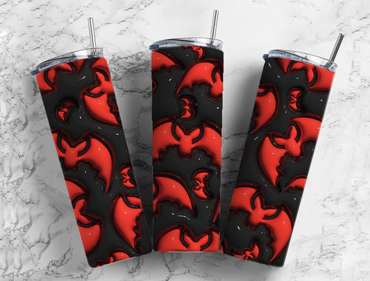 Red Bat 20oz Sublimation Tumbler Designs, 3D Inflated 9.2 x 8.3”  Tumbler Png, Digital Download