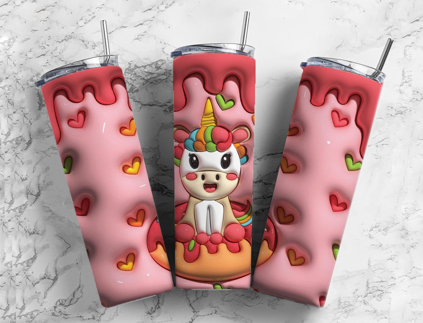 Unicorn Cupcake 20oz Sublimation Tumbler Designs, 3D Inflated 9.2 x 8.3”  Tumbler Png, Digital Download