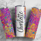 Rainbow leopard print 20oz Sublimation Tumbler Designs, Colorful neon 9.2 x 8.3” Straight Skinny Tumbler Wrap PNG