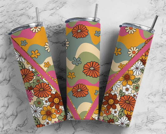 Retro Hippy 20oz Sublimation Tumbler Designs, Rainbow Boho 9.2 x 8.3” Straight Skinny Tumbler Wrap, Aesthetic Tumbler 2