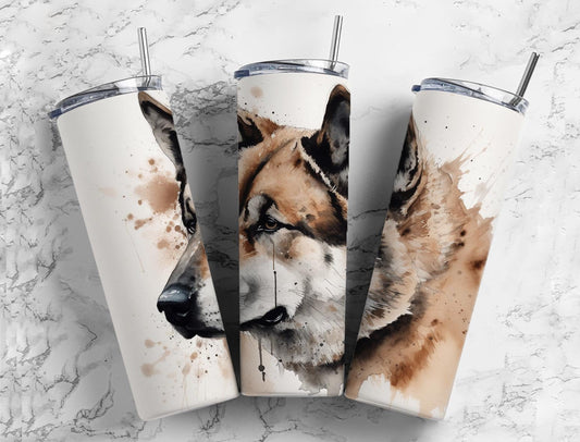 wolf 20oz Sublimation Tumbler Designs, Dog 9.2 x 8.3” Straight Skinny Tumbler Wrap PNG