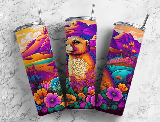 Prairie Dog 20oz Sublimation Tumbler Designs, Landscape Vibrant 9.2 x 8.3” Straight Skinny Tumbler, Tumbler Wrap PNG