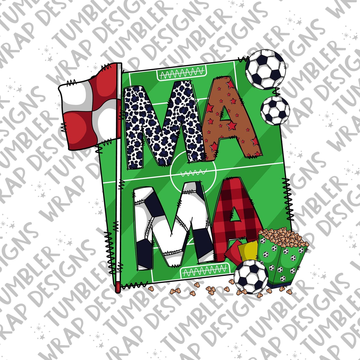 Soccer ball flag Sublimation PNG Design, Mama Digital Download PNG File, Commercial Use