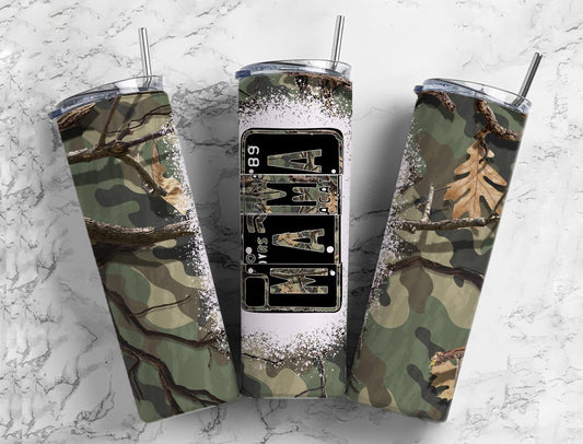 Camo Hunting 20oz Sublimation Tumbler Designs, Mama Number Plate 9.2 x 8.3” Straight Skinny Tumbler, Tumbler Wrap PNG