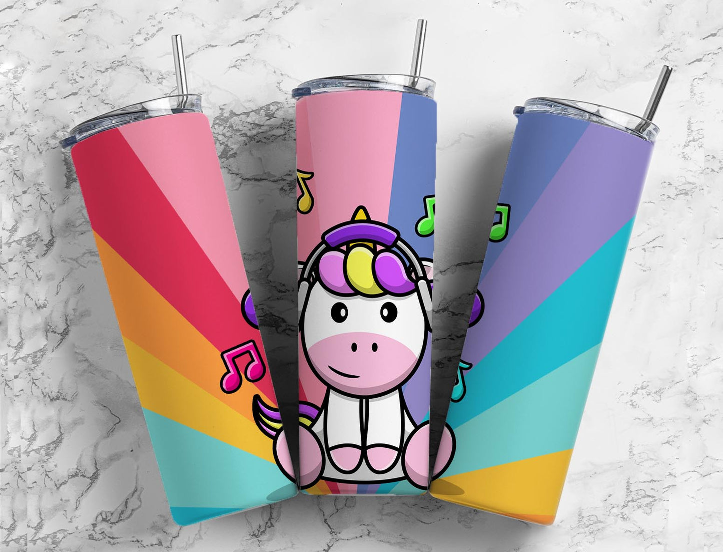 Unicorn Music 20oz Sublimation Tumbler Designs, Rainbows 9.2 x 8.3”  Tumbler Png, Digital Download