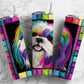 Colorful Dog 20oz Sublimation Tumbler Designs, Pattern Abstract 9.2 x 8.3” Straight Skinny Tumbler, Tumbler Wrap PNG