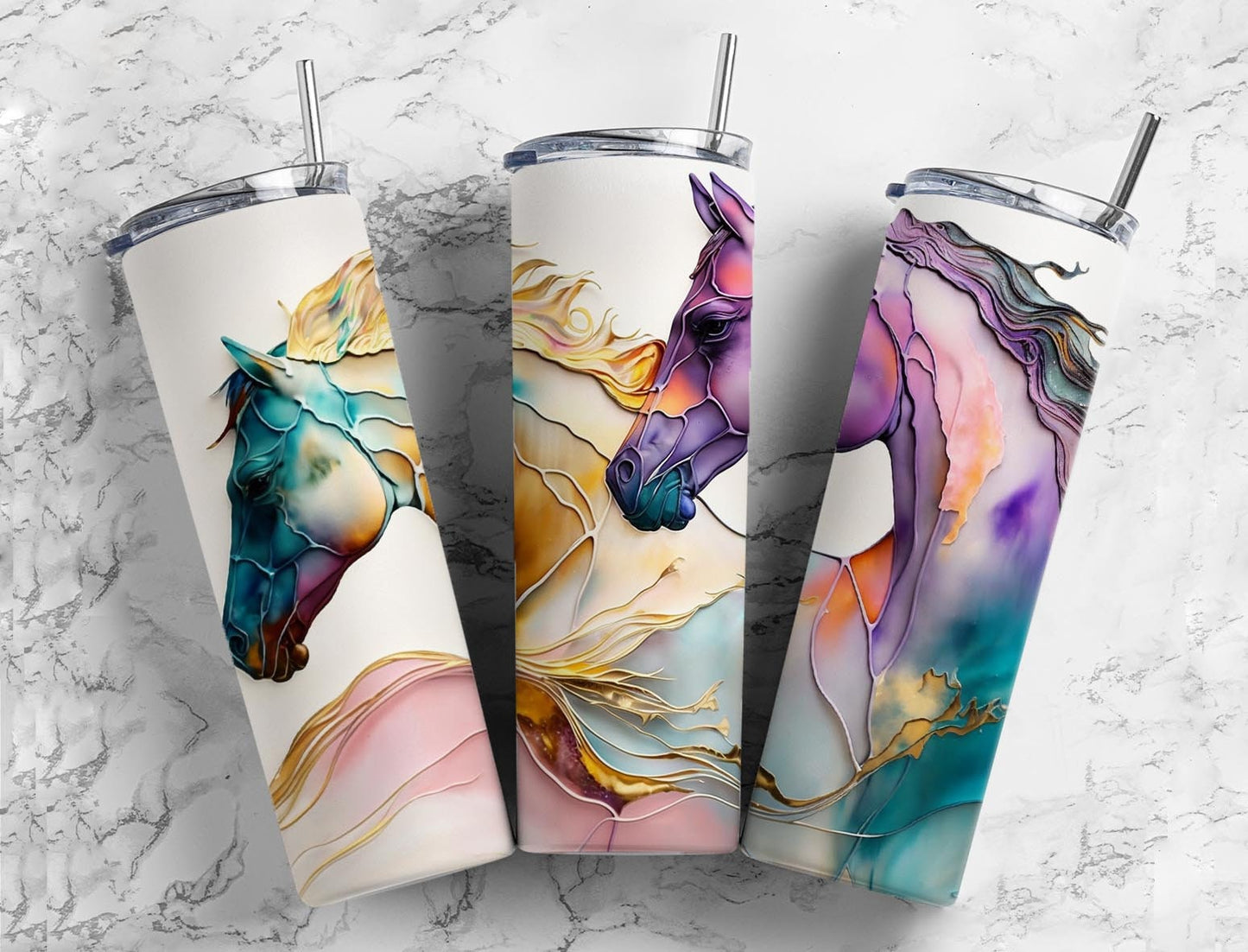 Unicorn Horse 20oz Sublimation Tumbler Designs, Mythical Land 9.2 x 8.3” Straight Skinny Tumbler, Tumbler Wrap PNG