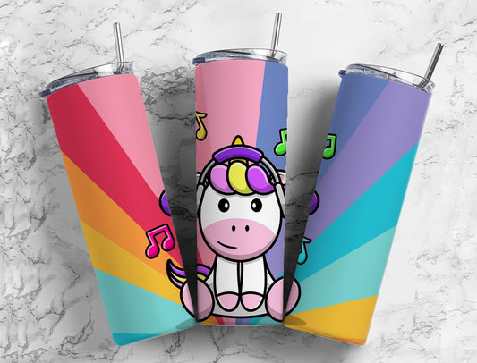 Unicorn Music 20oz Sublimation Tumbler Designs, Rainbows 9.2 x 8.3”  Tumbler Png, Digital Download (1)