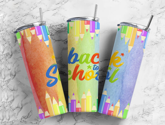 Back to School 20oz Sublimation Tumbler Designs, Color Pencil 9.2 x 8.3”  Tumbler Png, Digital Download