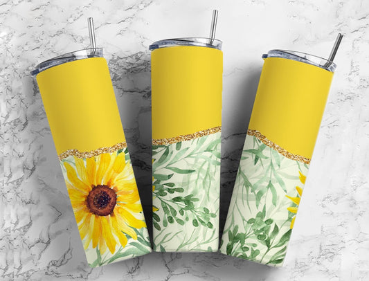 Boho Sunflower 20oz Sublimation Tumbler Designs, Agate Glitter Yellow 9.2 x 8.3” Straight Skinny Tumbler Wrap PNG (2023-04-18 22.38.32)