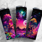 Galaxy Cartoon 20oz Sublimation Tumbler Designs, Colorful Neon Rainbow 9.2 x 8.3” Straight Skinny Tumbler, Tumbler Wrap PNG