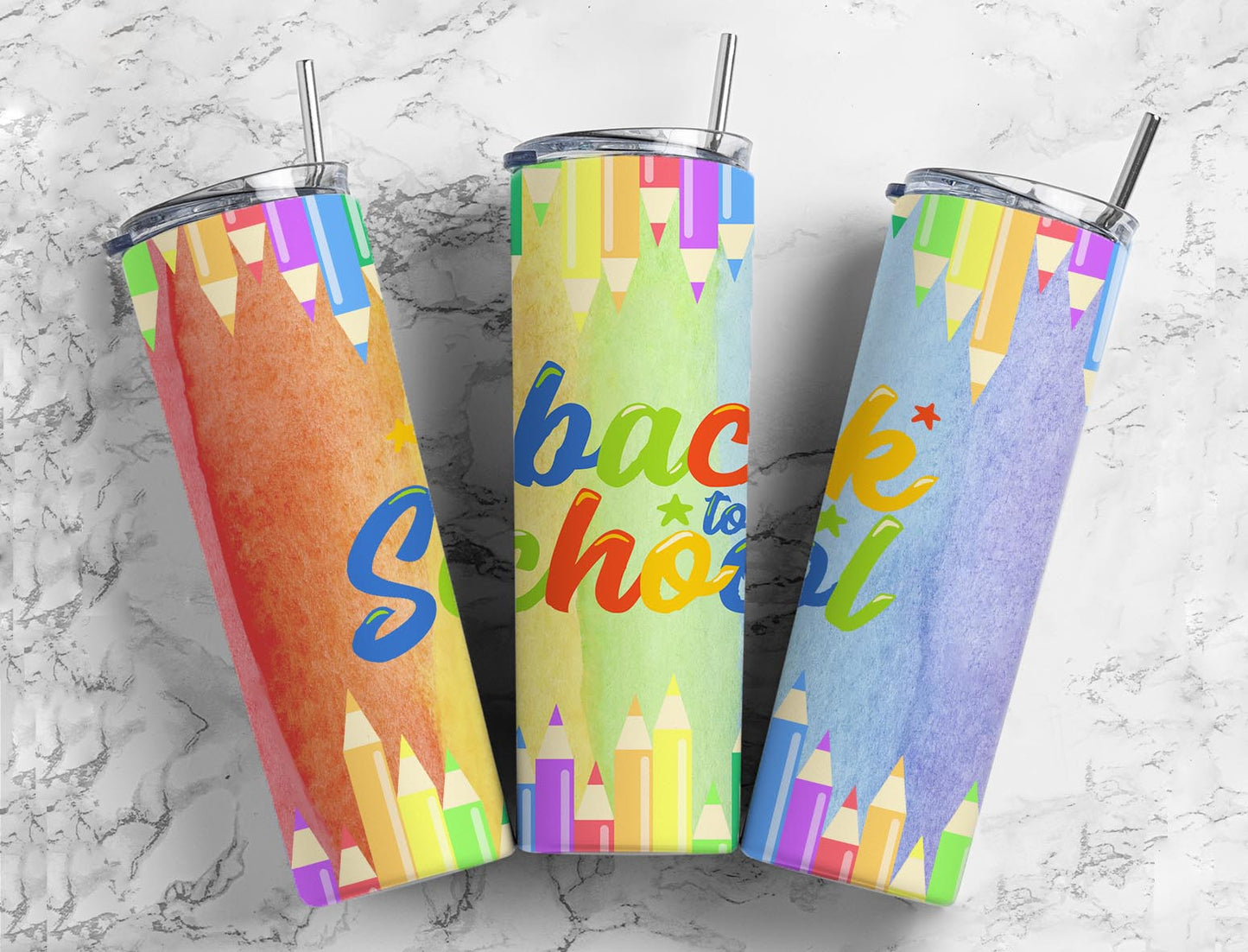 Back to School 20oz Sublimation Tumbler Designs, Color Pencil 9.2 x 8.3”  Tumbler Png, Digital Download (1)