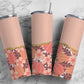 Pink Flower 20oz Sublimation Tumbler Designs, Floral 9.2 x 8.3” Straight Skinny Tumbler Wrap PNG, Gold Agate36