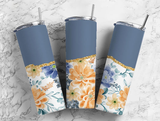 Boho Floral 20oz Sublimation Tumbler Designs, Agate Glitter Blue 9.2 x 8.3” Straight Skinny Tumbler Wrap PNG (2023-04-18 23.16.15)