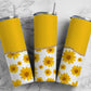 Rustic Yellow SunFlower 20oz Sublimation Tumbler Designs, AestheticFloral 9.2 x 8.3” Straight Skinny Tumbler Wrap PNG, Gold Agate 175