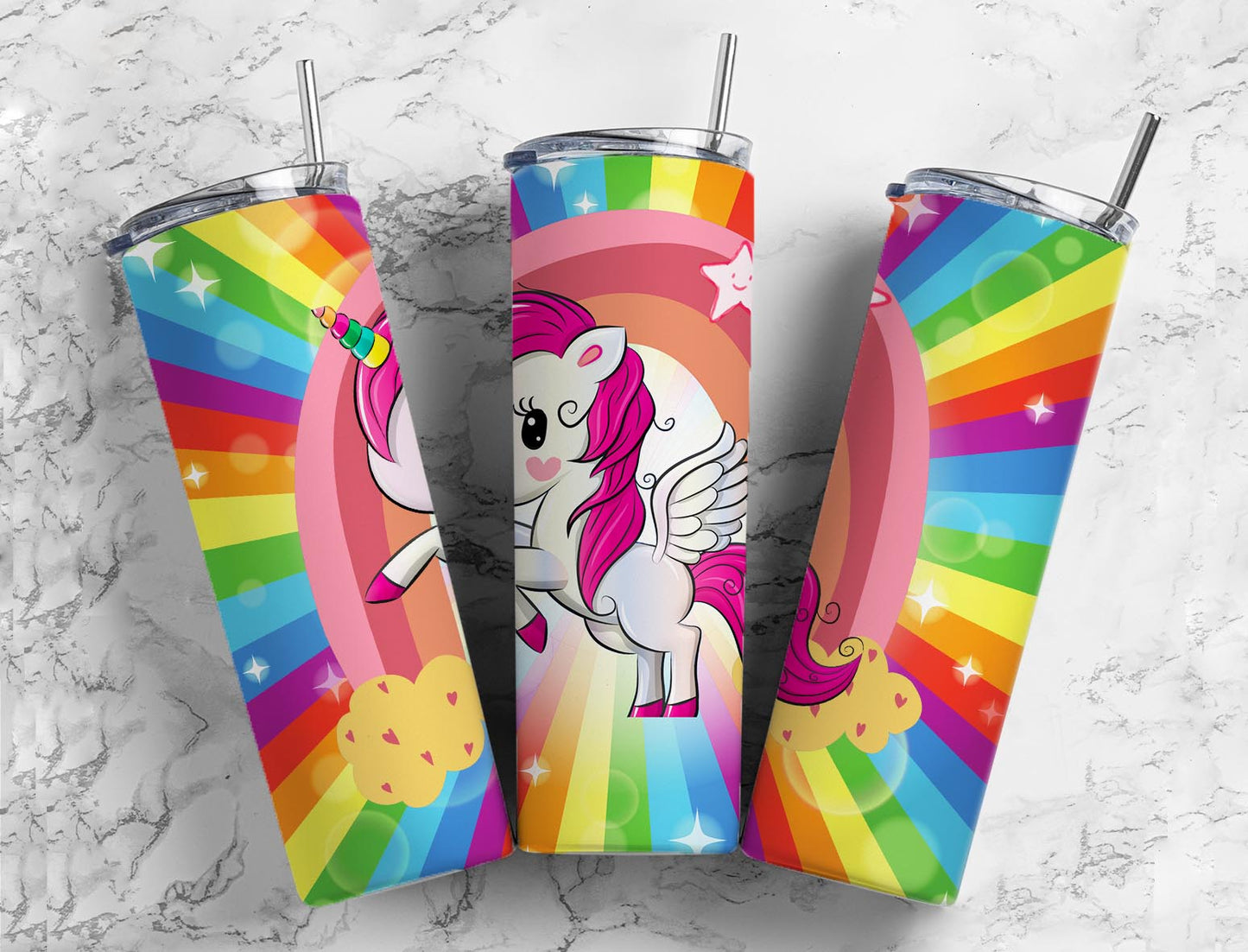 Unicorn Pink 20oz Sublimation Tumbler Designs, Sparkle Rainbow 9.2 x 8.3”  Tumbler Png, Digital Download