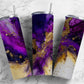 Purple and gold 20oz Sublimation Tumbler Designs, Acrylic pour 9.2 x 8.3” Straight Skinny Tumbler Wrap PNG