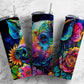 Colorful pig 20oz Sublimation Tumbler Designs, neon rainbow 9.2 x 8.3” Straight Skinny Tumbler Wrap PNG