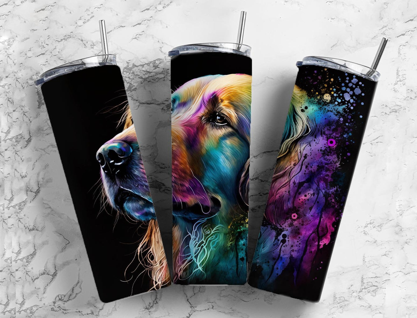 Dog Puppy 20oz Sublimation Tumbler Designs, Alcohol Ink 9.2 x 8.3” Straight Skinny Tumbler, Tumbler Wrap PNG