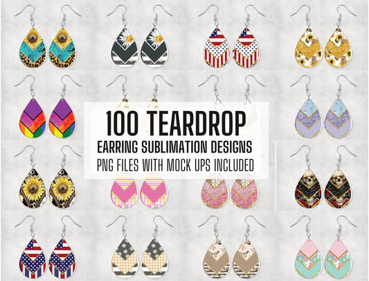 100 V Split Teardrop Earrings Sublimation Design, Earring Designs, Teardrop Sublimation Design, Instant Download, Commercial Use Png