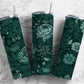 Dark green floral 20oz Sublimation Tumbler Designs, Floral 9.2 x 8.3” Straight Skinny Tumbler Wrap PNG