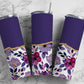 Purple Flower 20oz Sublimation Tumbler Designs, AestheticFloral 9.2 x 8.3” Straight Skinny Tumbler Wrap PNG, Gold Agate 143