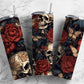 Roses and skulls 20oz Sublimation Tumbler Designs, Dark floral 9.2 x 8.3” Straight Skinny Tumbler Wrap PNG