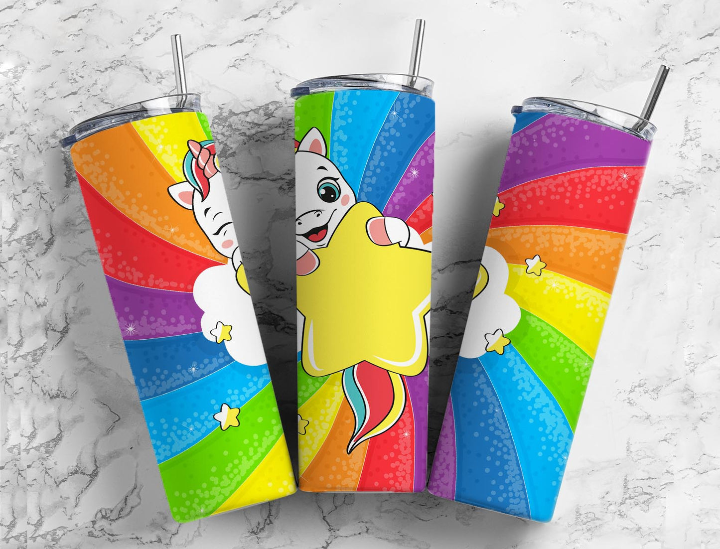 Winky Unicorn 20oz Sublimation Tumbler Designs, Rainbow Glittery 9.2 x 8.3”  Tumbler Png, Digital Download