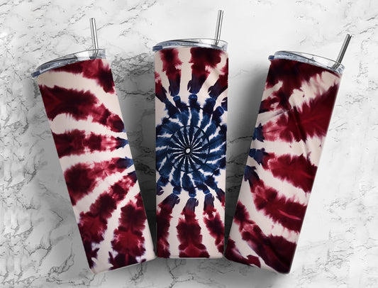 Red and blue spiral 20oz Sublimation Tumbler Designs, Tie dye 9.2 x 8.3” Straight Skinny Tumbler Wrap PNG