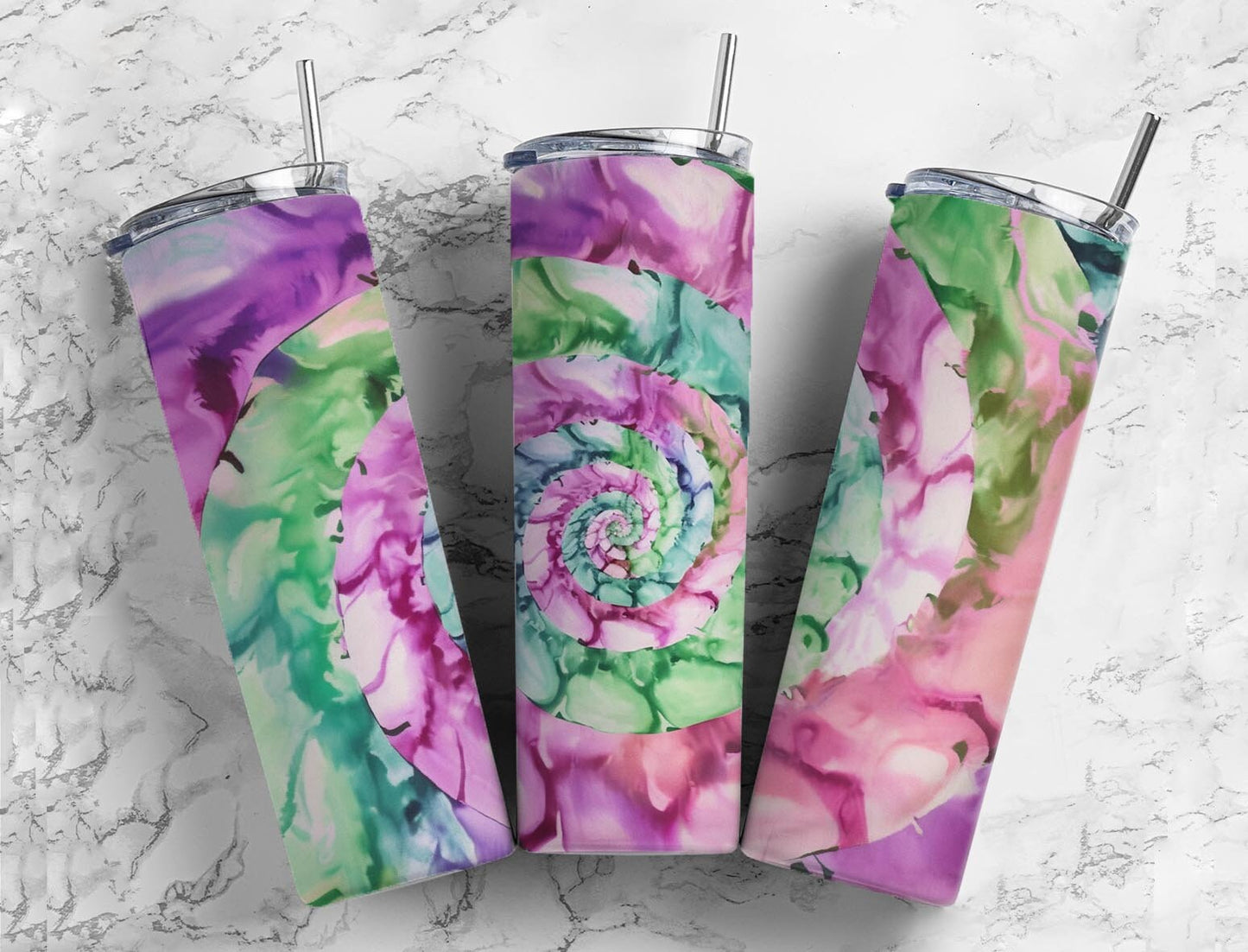 Watercolor swirl 20oz Sublimation Tumbler Designs, Colorful spiral 9.2 x 8.3” Straight Skinny Tumbler Wrap PNG