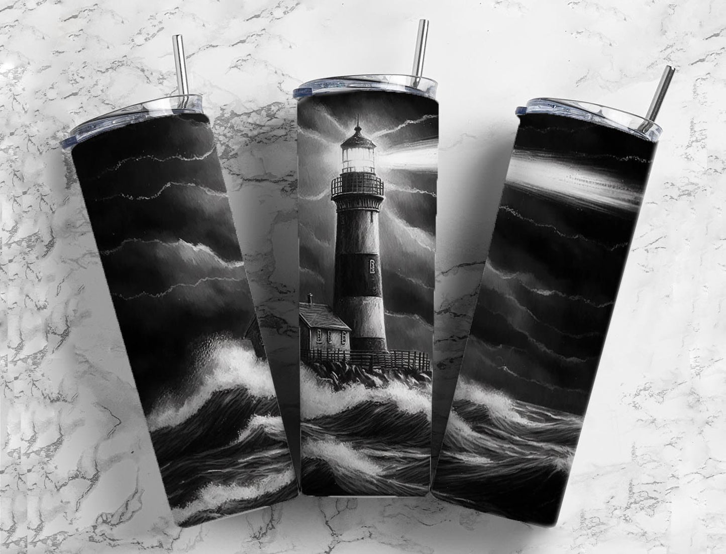 Light house 20oz Sublimation Tumbler Designs, Sketch Charcoal 9.2 x 8.3” Straight Skinny Tumbler, Tumbler Wrap PNG