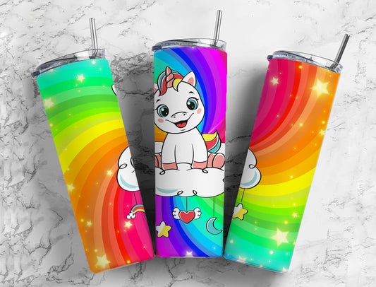 Cloud Unicorn 20oz Sublimation Tumbler Designs, Rainbow Color 9.2 x 8.3”  Tumbler Png, Digital Download (1)